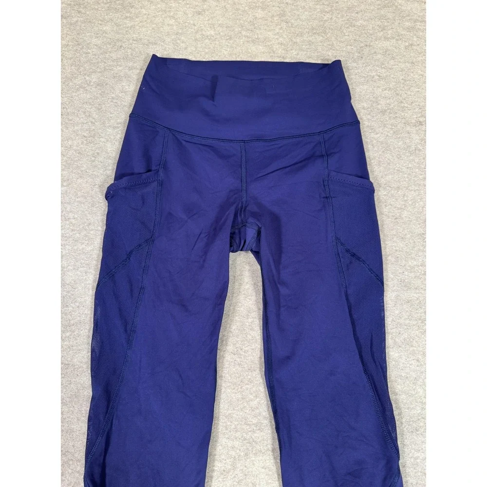 Lululemon Leggings‎ Womens 4 Blue Capri High Rise Mesh Pockets Running Yoga